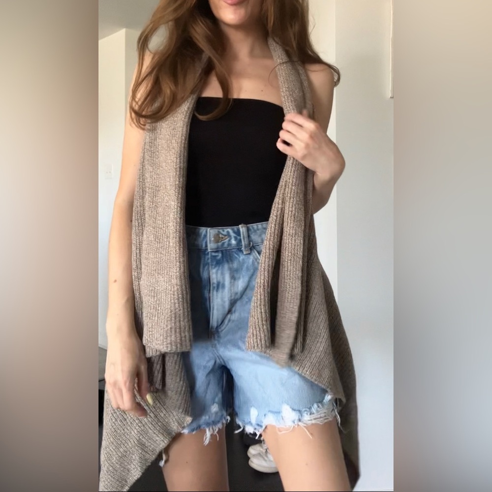 NWT Cozy Tan Knit Women's Sweater Vest
